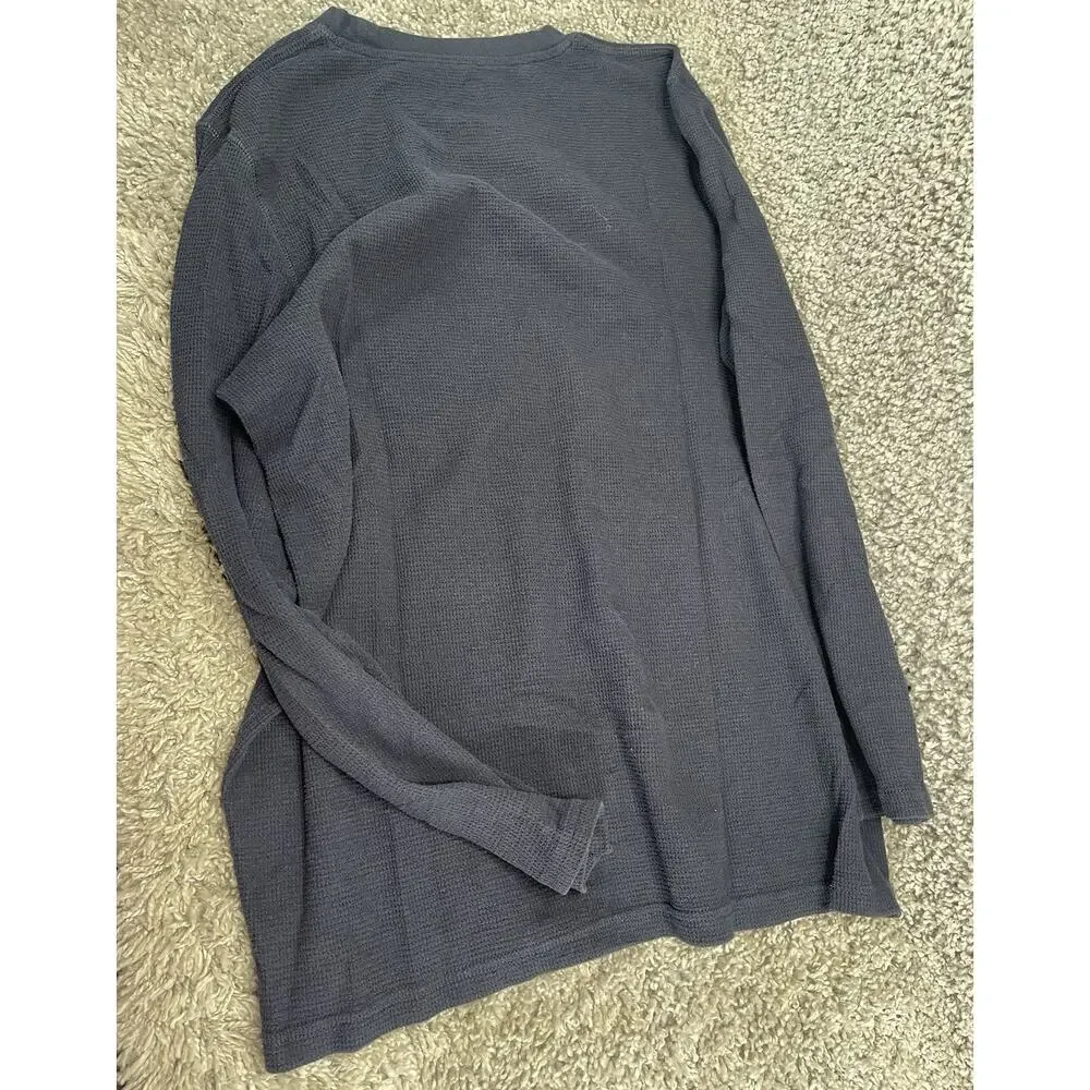 Hanes Originals Mens Thermal Crew Top Size Large Blue Color Warm